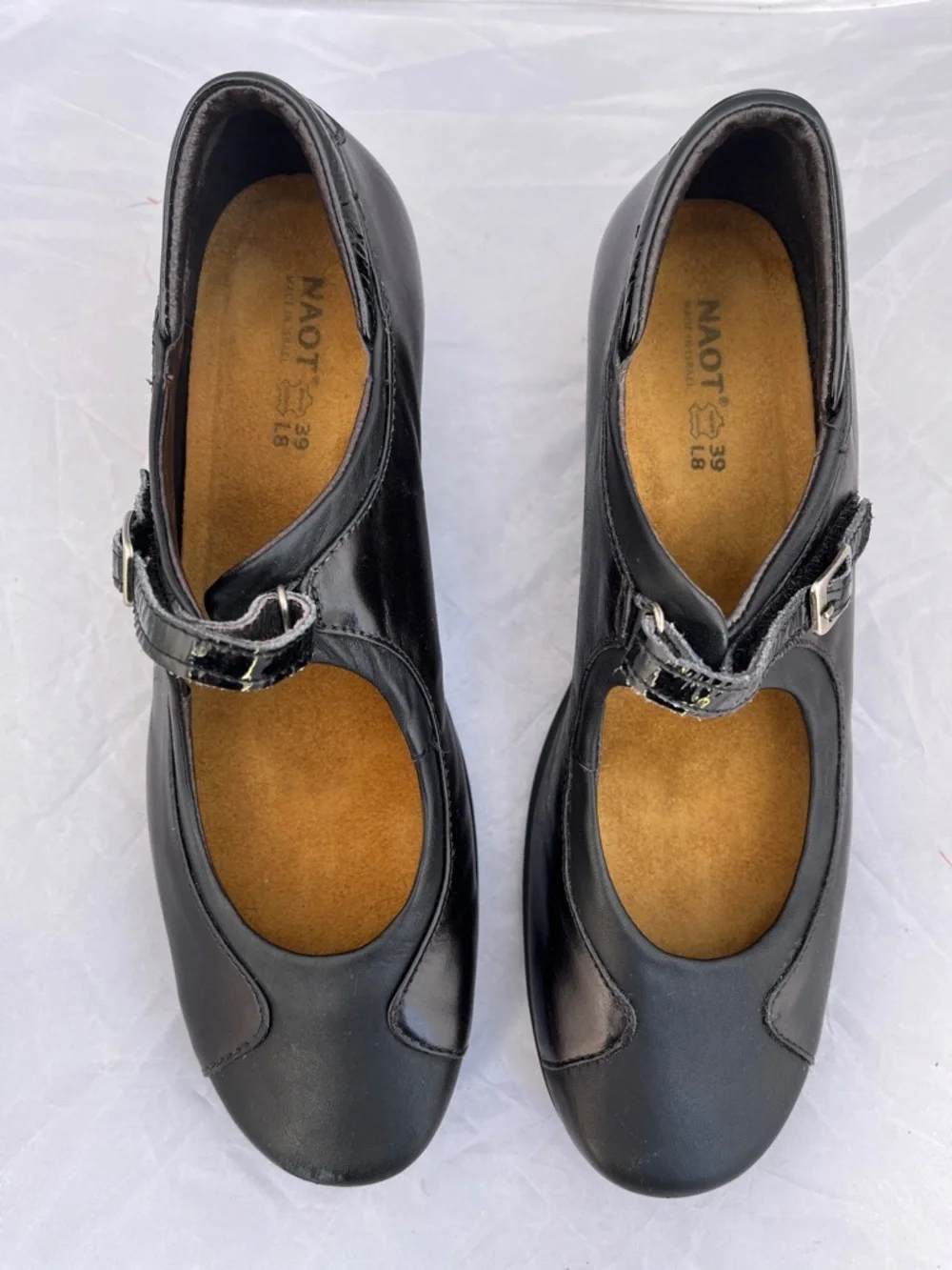 Naot Dashing Leather Mary Jane Low Heel with Buckle Strap - Size 8-8.5 / 39